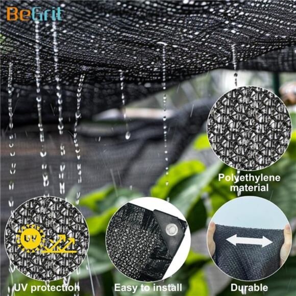 50% 6x10ft Shade Cloth with Grommets Garden Sun Mesh Sunblock UV Resistant Net - Picture 3 of 7